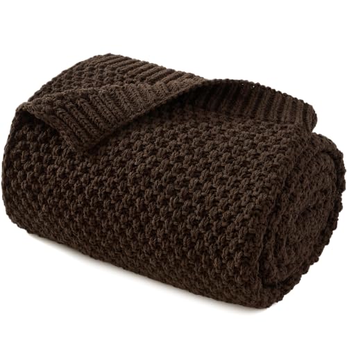 Chunky Chenille Knit Throw Blanket for Couch 50"x60" | Soft Fuzzy knitted Luxurious Decorative Thermal Warm Farmhouse for Bed Sofa Chair Gift Brown - color: 2-brown Textured, size: 50"x60"