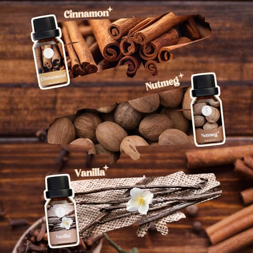 Soulorigin Autumn Spice Essential Oils Set – Cozy Fall Fragrance Oils for Diffuser & Candle Making – Cinnamon, Vanilla, Pumpkin Pie, Nutmeg, Clove, Gingerbread – Warm Home Aroma & Gift Set - color: Spice