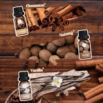 Soulorigin Autumn Spice Essential Oils Set – Cozy Fall Fragrance Oils for Diffuser & Candle Making – Cinnamon, Vanilla, Pumpkin Pie, Nutmeg, Clove, Gingerbread – Warm Home Aroma & Gift Set - color: Spice