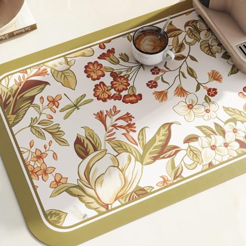 Vinyl Waterproof Placemats Set of 6 Rectangular,12"*17"-Grace A | Wipeable Beautiful Print Place Mats,Stain Resistant,Heat Resistant,Everyday Meals,Kitchen,Dinning,Holiday,Decor - color: Grace a