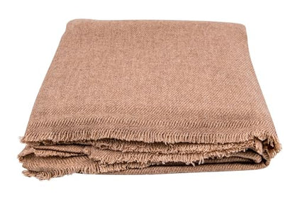 Cashmere Blanket – Hand Woven 100% Pure Wool Throw Blanket, 135 x 270 cm – Plain Cozy, and Soft Blanket for Bed, Sofa, or Couch - Made in Nepal - color: Brown