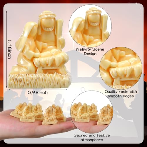 RoundFunny 50 Pcs Christmas Miniatures Nativity Resin Nativity Figures Bulk | Christmas Holy Family Figurine, Hide and Seek for Family, Nativity Scene Religious Gifts for Xmas Christian Goodie Bag Favors - style: Nativity
