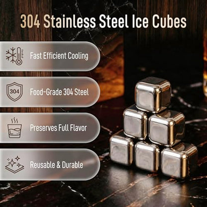 Charred Wooden Bourbon Drinking Glass Set | Premium Whiskey Tumblers with Whiskey Stones, Tongs and Wooden Gift Box, Perfect Gifts for Men, Dad, Boyfriend and Friends