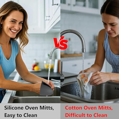 6 Pack Mini Oven Mitts Silicone Pot Holders Heat Resistan for Kitchen, Small Silicone Oven Gloves Kitchen Mittens Air Fryer Mitts Mini Hot Pot Pinch Grip for Baking & Grilling, Dark Grey - color: Dark Grey