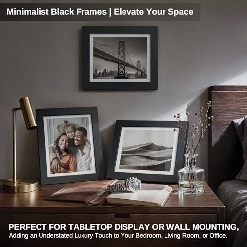 VCK 8x10 Picture Frame - 6 Pack, Black Wide Border Wood 10x8 Photo Frames, Multi-Directional Display Family Photos, Office Prints, Studio/Gallery, Tabletop & Wall Hanging - color: Black, size: 8 x 10