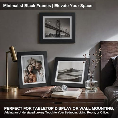 VCK 8x10 Picture Frame - 6 Pack, Black Wide Border Wood 10x8 Photo Frames, Multi-Directional Display Family Photos, Office Prints, Studio/Gallery, Tabletop & Wall Hanging - color: Black, size: 8 x 10