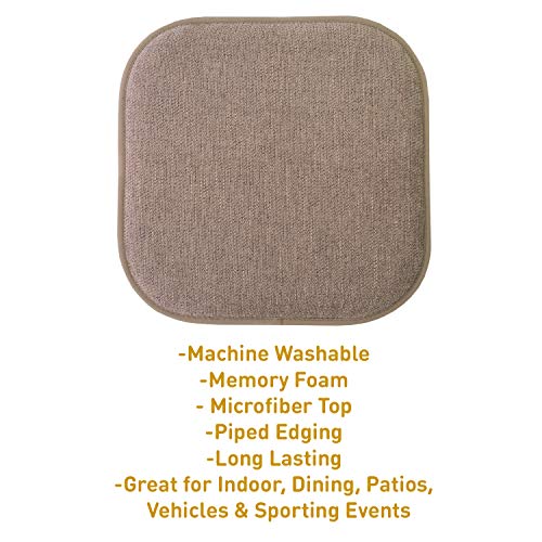 Sweet Home Collection Chair Cushion Memory Foam Pads Honeycomb Pattern Slip Non Skid Rubber Back Rounded Square 16" x 16" Seat Cover, 4 Pack, Alexis Chocolate - color: Alexis Chocolate, size: 4 Pack
