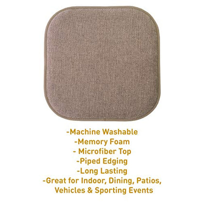 Sweet Home Collection Chair Cushion Memory Foam Pads Honeycomb Pattern Slip Non Skid Rubber Back Rounded Square 16" x 16" Seat Cover, 4 Pack, Alexis Chocolate - color: Alexis Chocolate, size: 4 Pack