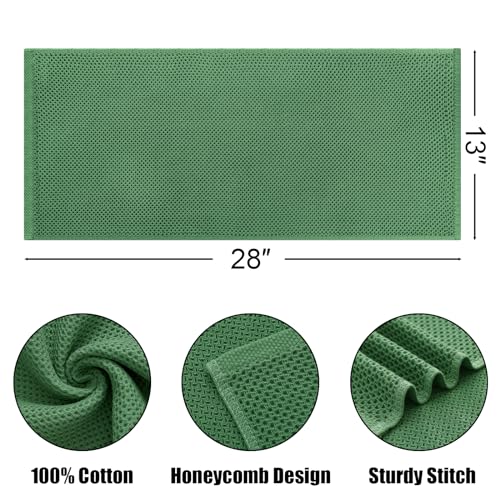 Kitinjoy 100% Cotton Waffle 4-Pack Kitchen Towels, 13" x 28", Grass Green | Super Soft, Ultra-Absorbent, Fast Drying, lightweight, Quick Drying Kitchen Hand Towels - color: Grass Green, size: 13 x 28 - 4 Pack