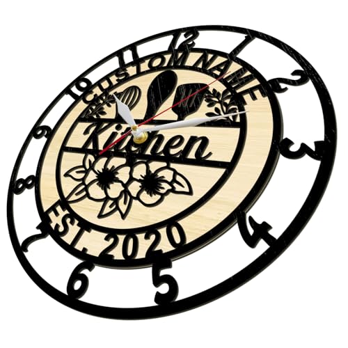 Kitchen Wall Clock Custom Name, Wood Chef Clock Modern Decorative Kitchen Clocks Wall Battery Operated Silent Movement for Restaurant Dinning Room Farmhouse Cooking Lovers Chef Mom Gift - size: 12 Inch
