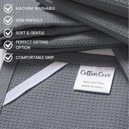 Waffle Kitchen Towels Large 16x26 inch 100% Cotton Set of 4 - Soft Absorbent Washable Tea Towel for Kitchen - Dish Cloths Quick Drying - 320 GSM Quality Dish Towel Grey - color: Grey