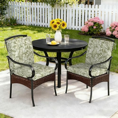 DYTXIII Outdoor Midback Chair Cushions Set of 2-20"x17" Water Repellent & Fade-Resistant Patio Seat Cushions with High-Resiliency Foam, Non-Slip Ties for Dining, Balcony Furniture-Tropical Green - color: Tropical Green