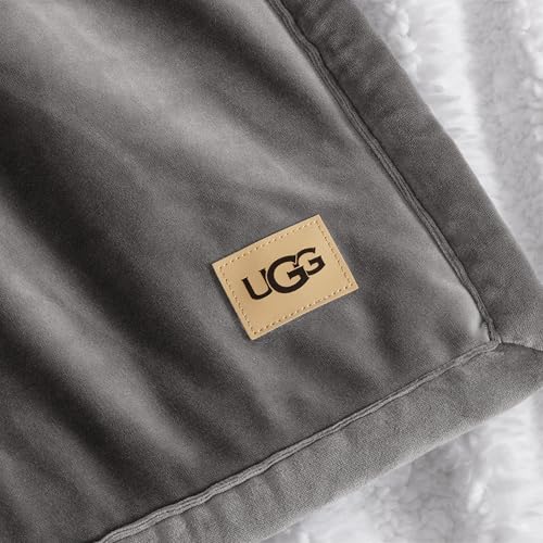 UGG Bliss Fleece Throw Blanket for Couch, 50''x70'', Charcoal Grey | Ultra Soft & Plush,Reversible,Oeko-Tek Compliant,Machine Washable,Medium Weight, Luxury Giftable Blanket, All Season Comfort - color: Grey