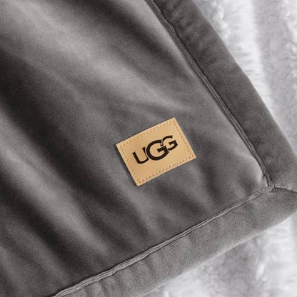 UGG Bliss Fleece Throw Blanket for Couch, 50''x70'', Charcoal Grey | Ultra Soft & Plush,Reversible,Oeko-Tek Compliant,Machine Washable,Medium Weight, Luxury Giftable Blanket, All Season Comfort - color: Grey