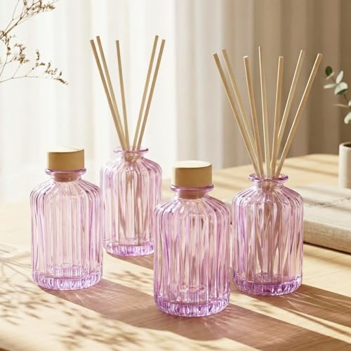 Set of 4 Reed Diffuser Bottle Decorative Bottle Fragrance Empty Glass Bottle