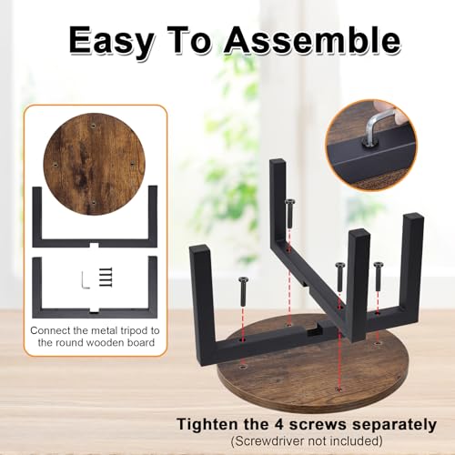 Vigordream Plant Stand Indoor, Heavy Duty Sturdy Metal Plant Pot Holder | Modern Wooden Planter Stool, Single Flower Pot Stands Low Short Planter Riser Flower Table Fits 5-12 Inch Pots - size: Medium