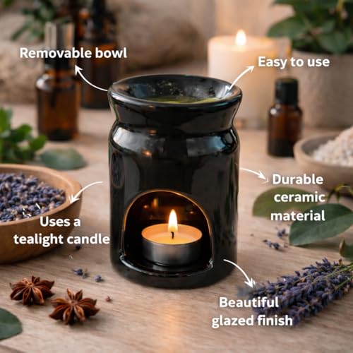 Pure Source India Ceramic Tea Light Candle Holder, Essential Oil Burner Wax Melt Burner, Incense Aroma Diffuser for Home, Office & Gifting Puprose