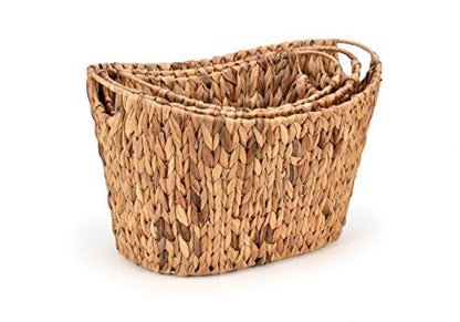 Trademark Innovations Set of 3 Oval Hyacinth Baskets with Iron Wire Frame