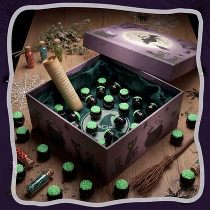 RoundFunny 50 Pcs Mini Black Cauldron Figurines Resin Witch Party Favors | Miniature Halloween Cauldron Pot with Potion, Hide and Seek, Trick or Treat, Micro Landscape Craft, Witches and Wizards Party - style: Witch Cauldron