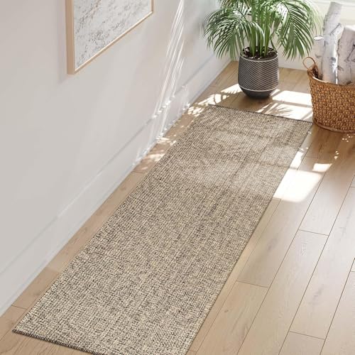 Hallway Runner Rug 2.6' x 8', Natural Braided Kitchen Runner Rug | Washable Woven Reverisible Bathroom Runners, Farmhouse Entryway Rugs, Low-Profile Floor Carpet for Doorway - color: Natural/Black, size: 2.6'x8' (Rectangular)