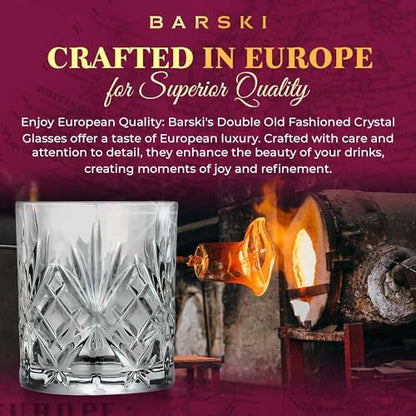 Barski Whiskey Glasses - Double Old Fashioned Rocks Glass - Set of 2 Lowball Tumbler - DOF Crystal Glass Tumblers - For Scotch - Bourbon - Water - Beverage - Drinking Glasses - 10.5 oz, Made in Europe - size: Set of 2 Tumbler 10.5 oz