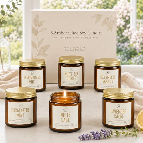 Candles for Home Scented, Aromatherapy Candle Gifts Sets for Women, 6 Pack 3.5oz Soy Wax Long Lasting Jar Candles Gift for Birthday Mother's Thanksgiving Day Present - color: Coconut Vanilla