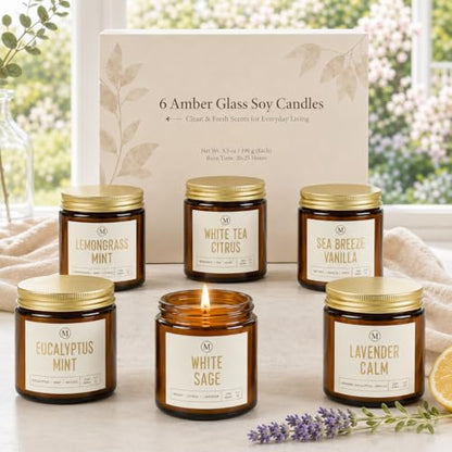 Candles for Home Scented, Aromatherapy Candle Gifts Sets for Women, 6 Pack 3.5oz Soy Wax Long Lasting Jar Candles Gift for Birthday Mother's Thanksgiving Day Present - color: Coconut Vanilla