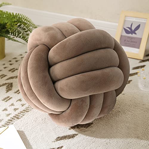 Knot Pillow Ball, Soft Plush Decorative Throw Pillow, Handmade Round Knotted Cushion for Sofa, Couch & Bedroom, Cute Home Decor Pillow (13.8 Inches) - color: C, size: 13.8 Inches
