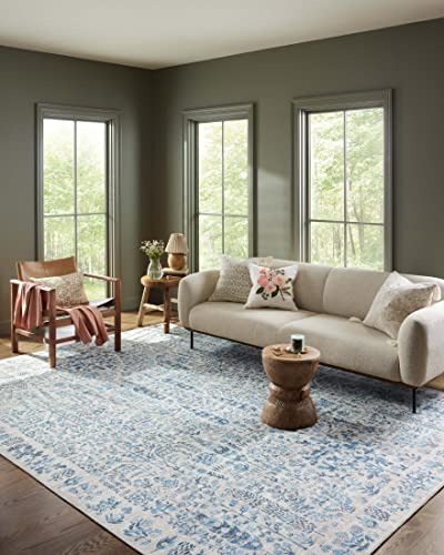 Loloi Rifle Paper Co Maison Blue 5'-0" x 5'-0" Round Accent Rug | MAO-07 Printed Approx. 5' Round Entryway Kitchen, Whimsical, Accent Rug - color: Blue, size: 5' (Round)