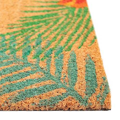 Liora Manne Natura Doormat Non-Slip Natural Fiber Outdoor Mat-Decorative, Tropical Welcome Natural 1'6" x 2'6"