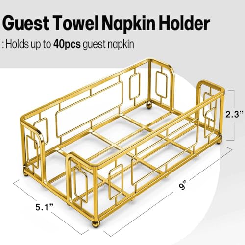 Guest Hand Towel Holder Tray for Bathroom Countertop, Gold Metal | Guest Bathroom, Powder Room & Vanity Use - color: I - Matt Gold Guest Towel Holder Tray, size: Guest Towel Holder