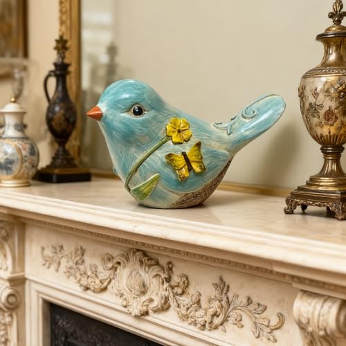 Home Shelf Decor, Blue Bird Statue - color: Blue