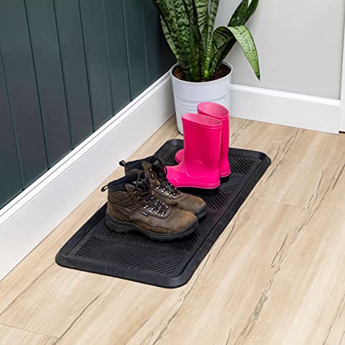 Mohawk Home Boot Tray All Weather Waterproof Mat for Entryway, Shoes, Pet Food Tray, Garden, Indoor Outdoor Black Rubber 1'4"x2'8" - size: 1'4" x 2'8" (Rectangular)