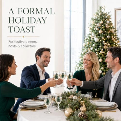 Spode Christmas Tree Pedestal Goblets, 16 Oz - Clear, Set of 4 | Holiday Stemmed Glasses with 22K Gold Rim for Wine, Water & Cocktails, Festive Drinkware for Christmas Dining & Entertaining - style: Pedestal Goblets