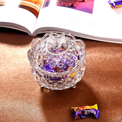 Colorful Crystal Glass Candy Snack Barrel Storage Jar Embossed Luxury Cookie Buffet Canister With Lids Jewelry Box Jar Biscuit Containers - color: Butterfly-Clear