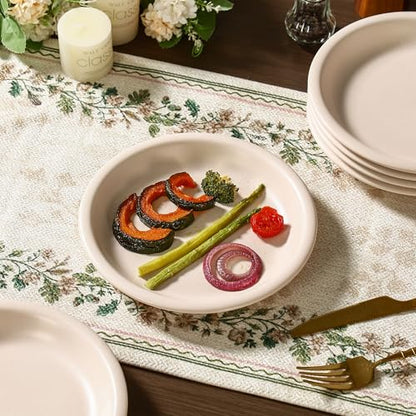 GZG 8 Inch Ceramic Dinner Salad Plates, Set of 4, Cream Mist | Rustic Matte Glaze Stoneware Dinnerware, Microwave & Dishwasher Safe, For Salad, Dessert, Appetizer, Everyday Use - color: Cream Mist, size: 4 pcs Salad Plate Set