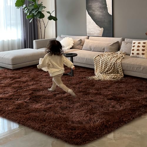 HOMORE Brown Living Room Rug, 4x6 Fluffy Area Rug for Kids Bedroom Dorm | Modern Shag Soft and Comfy Cute Carpets for Nursery Boys Girls Home Decor - color: Brown, size: 4' x 6' (Rectangular)