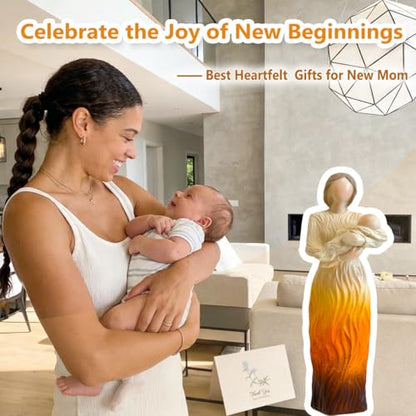 New Mom Baby Figurines Gifts, First Time Mom Gift, Sculpted Resin Hand-Painted Mother and Baby Child Figures Statues, Gifts for Mother Birthday Mother’s Day Christmas - color: Newest Joy