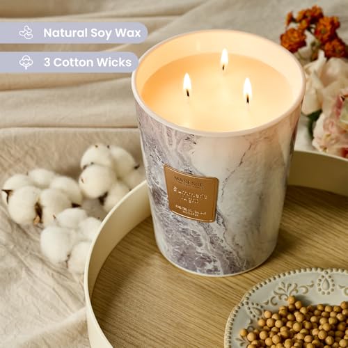 M&SENSE Extra Large Summer Candle 35oz 150H Summer Night Scented Candle, 3 Wick Highly Scented Jar Candle, XL Candles Gift for Stress Relief, Meditation, Yoga - color: SummerNight, size: Large