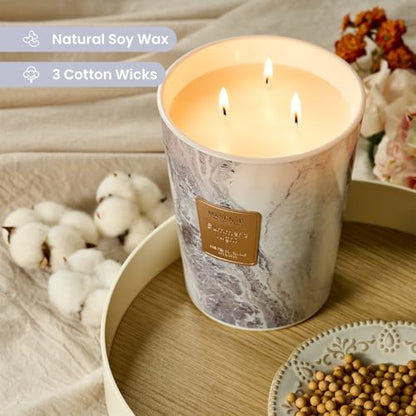 M&SENSE Extra Large Summer Candle 35oz 150H Summer Night Scented Candle, 3 Wick Highly Scented Jar Candle, XL Candles Gift for Stress Relief, Meditation, Yoga - color: SummerNight, size: Large