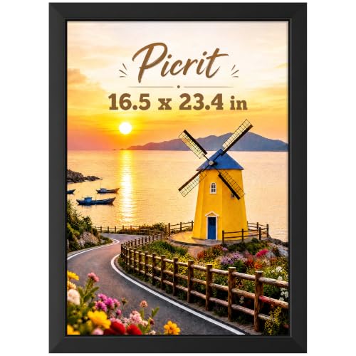 A2 Poster Frame, Picture Frame for Wall Mounting, Black | Fits 16.5x23.4 Posters, Art Prints and Photos, Shatterproof Cover, Horizontal or Vertical Wall Mount, Gallery Wall, 1 Pack - color: Black, size: A2(16.5x23.4)