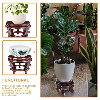 Vaguelly Wooden Plant Stand 6.3 Inch Indoor Flower Pot Holder Oriental Display Base for Succulents Vase Fishbowl Riser