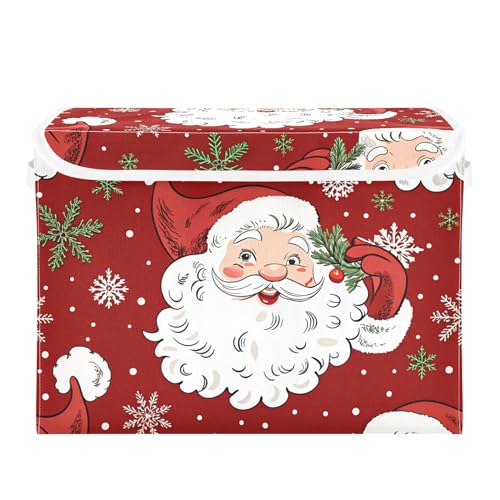 Christmas Santa Claus Storage Bins with Lids and Carrying Handle,Foldable Storage Boxes Organizer Containers Baskets Cube with Cover for Home Bedroom Closet Office - color: Christmas Santa Claus