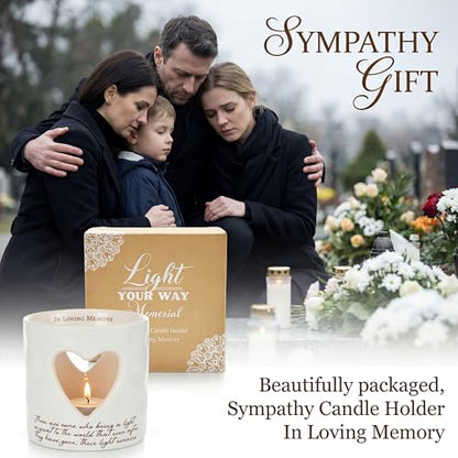Sympathy Gifts for Loss of Mom, Ceramic Bereavement Votive Candle Holders Gifts, Memorial Gifts for Loss of Mom, Condolences Grief Gift for Loss, in Memory of Loved One (with 10 Tealight Candles)