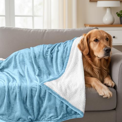 Utopia Bedding Plush Sherpa Blanket Throw Size Washed Blue, 50x60 Inch | Soft, Warm, Fleece, Bed, Sofa, Couch, Camping, Travel, Cozy, All Season - color: Washed Blue, size: Throw (50x60 Inch)