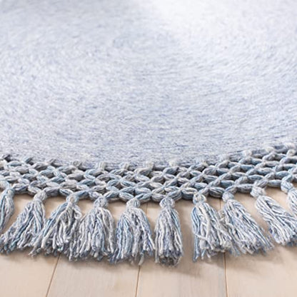 SAFAVIEH Sahara Collection 3' Round Blue Denim SAH490L Handmade Boho Tassel Area Rug - color: Blue Denim, size: 3' (Round)