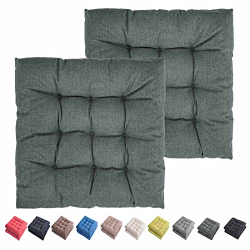Outdoor Indoor Chair Cushions 20"x20" - Patio Furniture Cushion Set of 2 Comfortable Non-Slip Seat Pads Cover for Wicker Adirondack Deck Rocking Metal Chairs Universal Fit (2, Grey) - color: Grey
