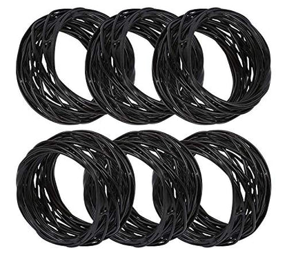 ITOS365 Handmade Round Mesh Black Napkin Rings Holder for Dinning Table Parties Everyday, Set of 12 - color: Black