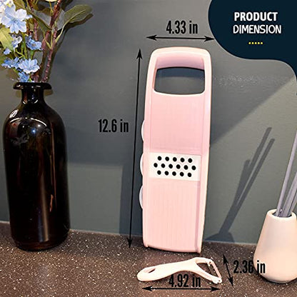 NACOLUS Mandoline Slicer for Kitchen Slicer Vegetable Cutter 5 In 1 Veggie Slicer Potato Slicer waffle fry cutter Hot Swap Mandolin with Peeler for Vegetables Carrot Shredder Cucumber Slicer - Pink | slicer vegetable cutter,hot-swap self-storage,efficient