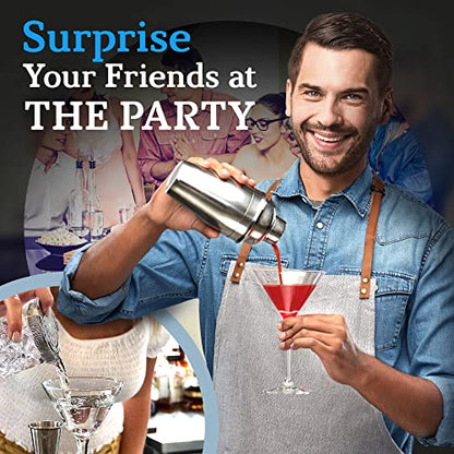 Highball & Chaser Cocktail Shaker Set: Bartender Kit for Home Bar Mixology Cocktail Bar Set Plus E-Book with 30 Recipes (Silver) - color: Silver